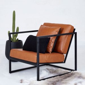 Кресло Лофт с кожаными подушками — Кожаное кресло лофт