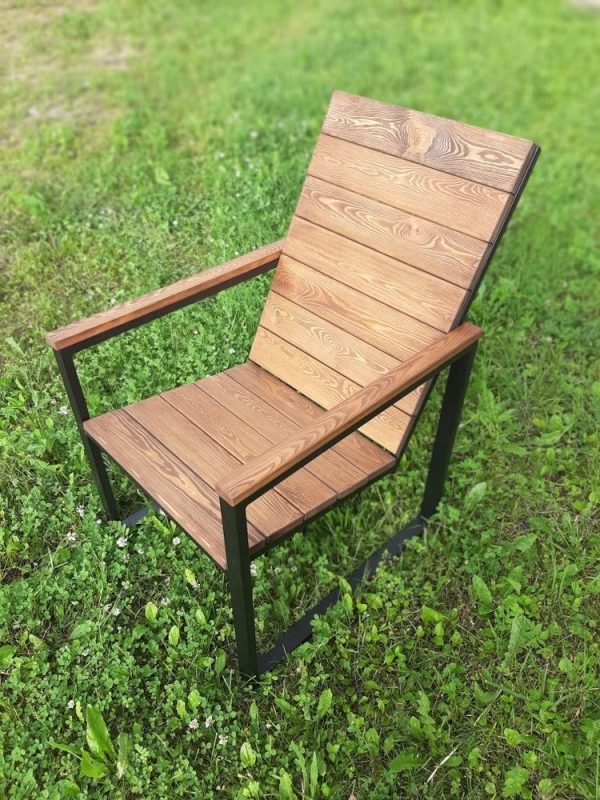Кресло из металла с деревом — Кресла лофт