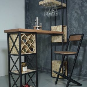 Барная стойка из металла и дерева — Барная мебель для кафе из металла