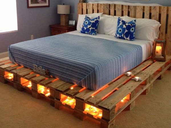 Эко-кровать лофт с подсветкой — Кровати