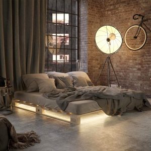Кровать на паллетах с подсветкой — Кровати