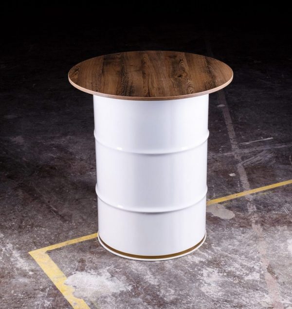 Бочка-столик с деревянной столешницей — Барная мебель для кафе из металла