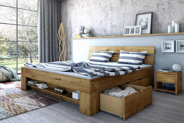 Кровать с выдвижными ящиками из дуба — Кровати