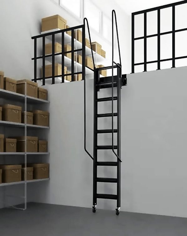 Лестница откатная чердачная на колесиках — Компактные лестницы лофт 6