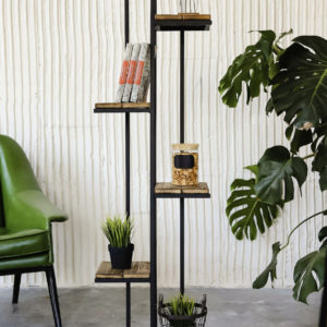 Подставка для цветов напольная металлическая с деревянными полками — Аксессуары для растений